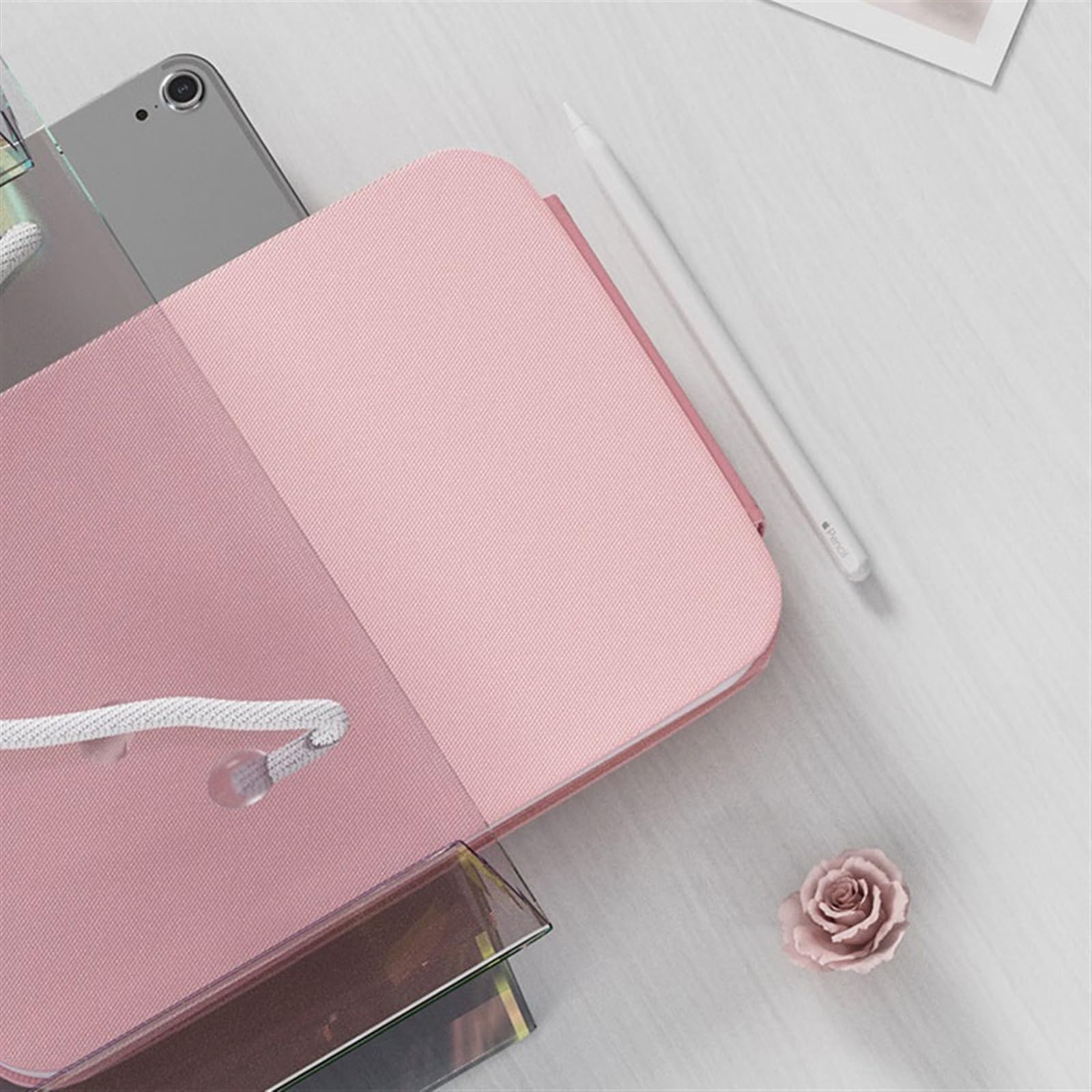 Espejo de Maquillaje Espejo cosmético LED Plegable de Escritorio con Espejo Recarga luz para Uso doméstico(Blanco)