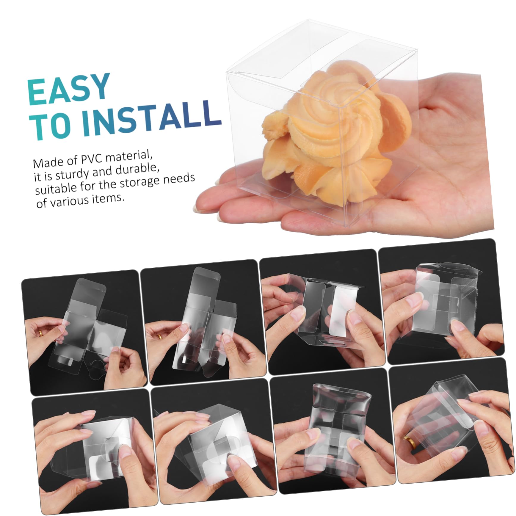 Lurrose 100 Pezzi Scatole Trasparenti Quadrate per Bomboniere Contenitori Mini per Dolci e Caramelle Scatoline Regalo per Compleanni Nozze e Shower Facili da Montare