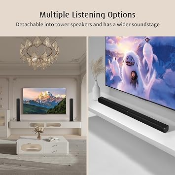 Elimavi 2.1 Channel Soundbar with 5.5-Inch Subwoofer, Detachable Speakers