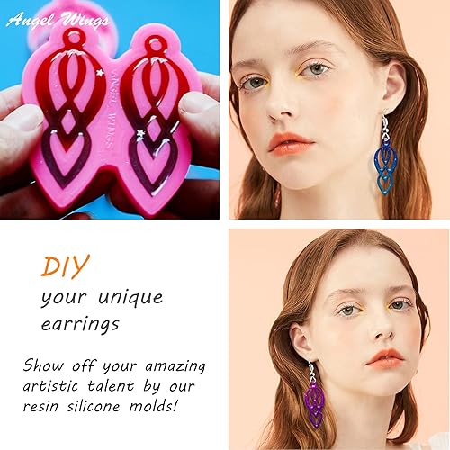Miniatura 3 de Moldes de silicona para aretes medianos para manualidades, fabricación de joyas de resina, moldes de resina epoxi, moldes de resina de silicona para