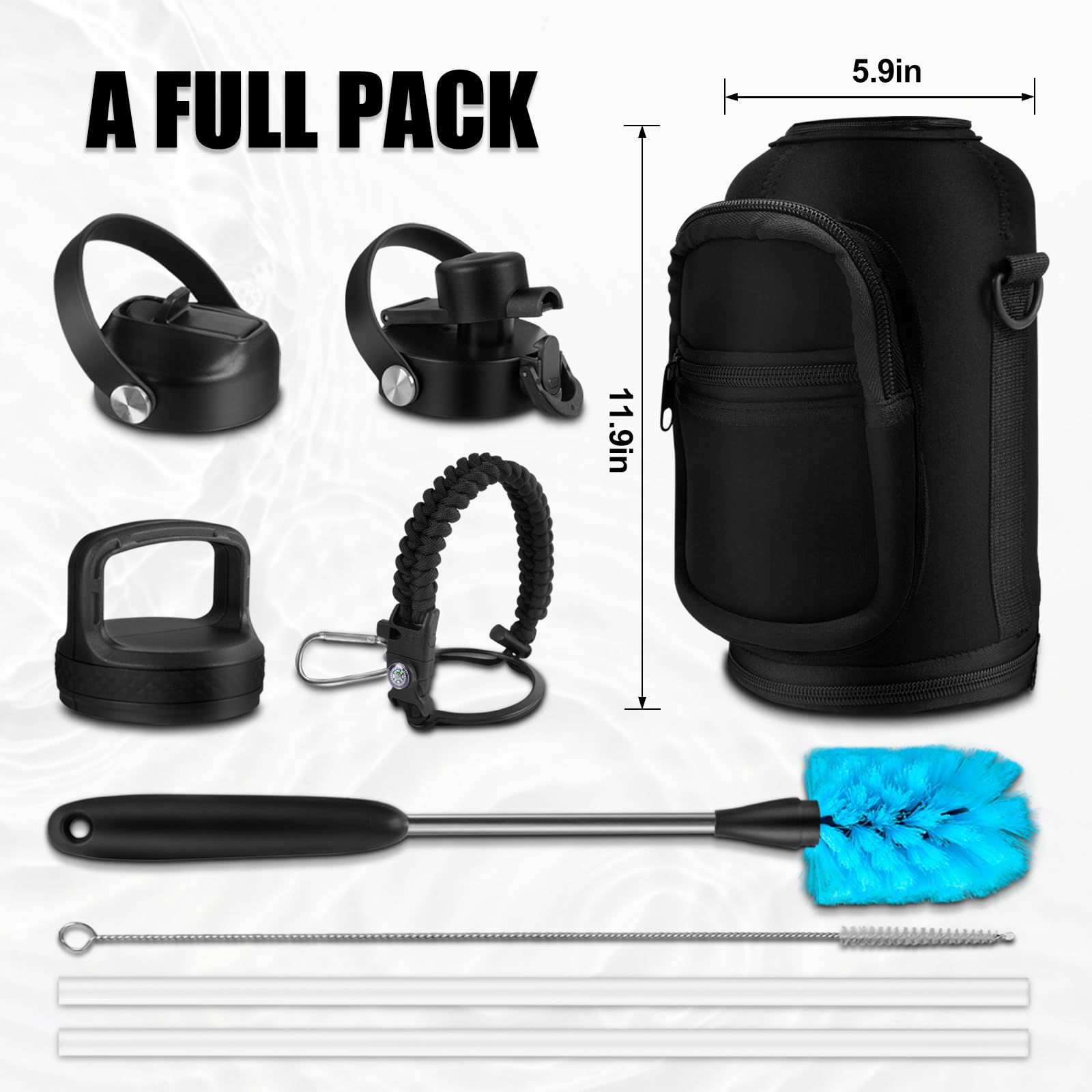 ABOTOCUP Gallonen-Wasserflasche 3,6 L - Isoliert, Hält Cold24H & Hot 12H - Mit Strohhalm-Deckel Und Paracord-Griff - Doppelwandig, Auslaufsicher, BPA-frei