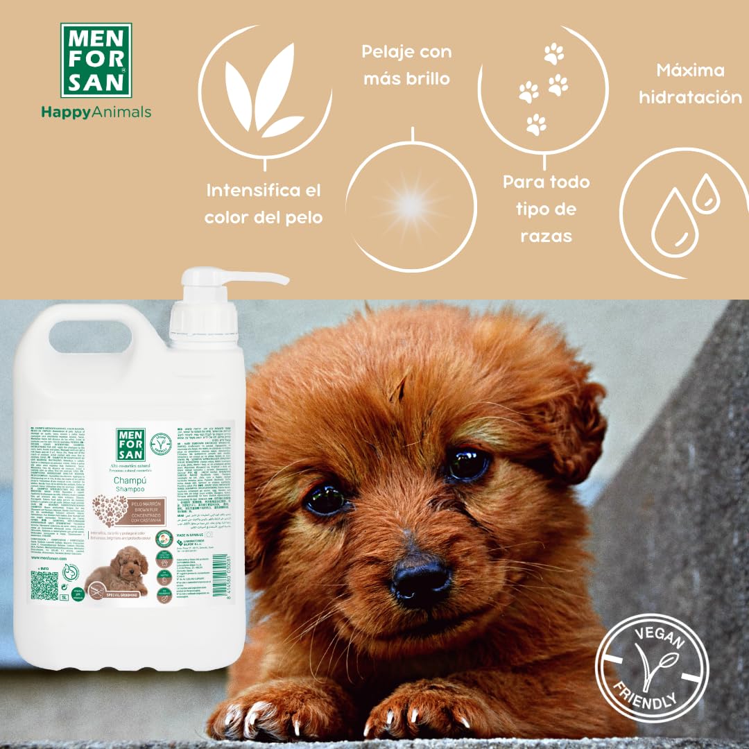 Menforsan Shampoo per Cani dal Manto Marrone, 5L, Intensifica il Colore Naturale