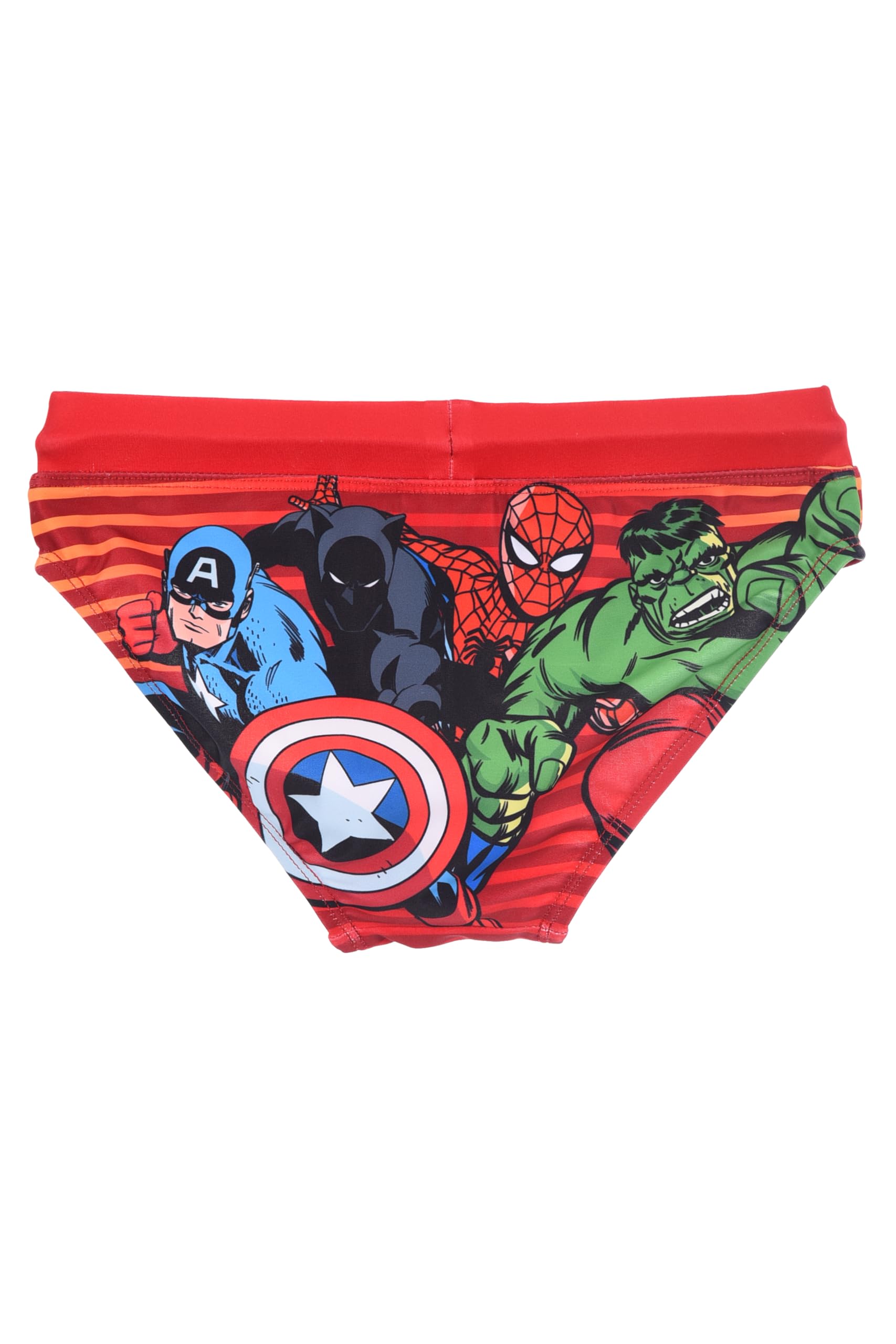 Kids Avengers Swimsuit, Superheroes Captain America Spider-Man Sea Brief, Striped with Ties, Drawstring Closure - 2
