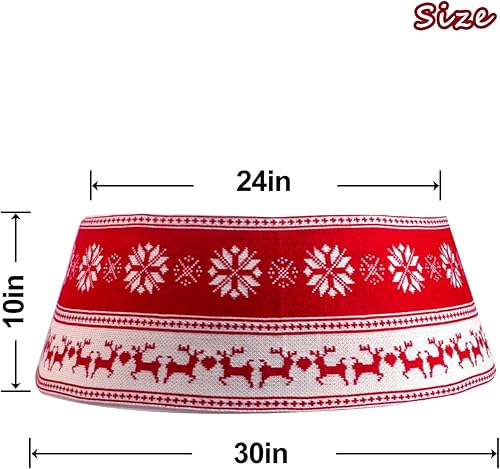 Miniatura 2 de BIGTREE Collar de árbol de Navidad, anillo de árbol de Navidad de 30 pulgadas con alce de punto o a cuadros, base de árbol de Navidad para