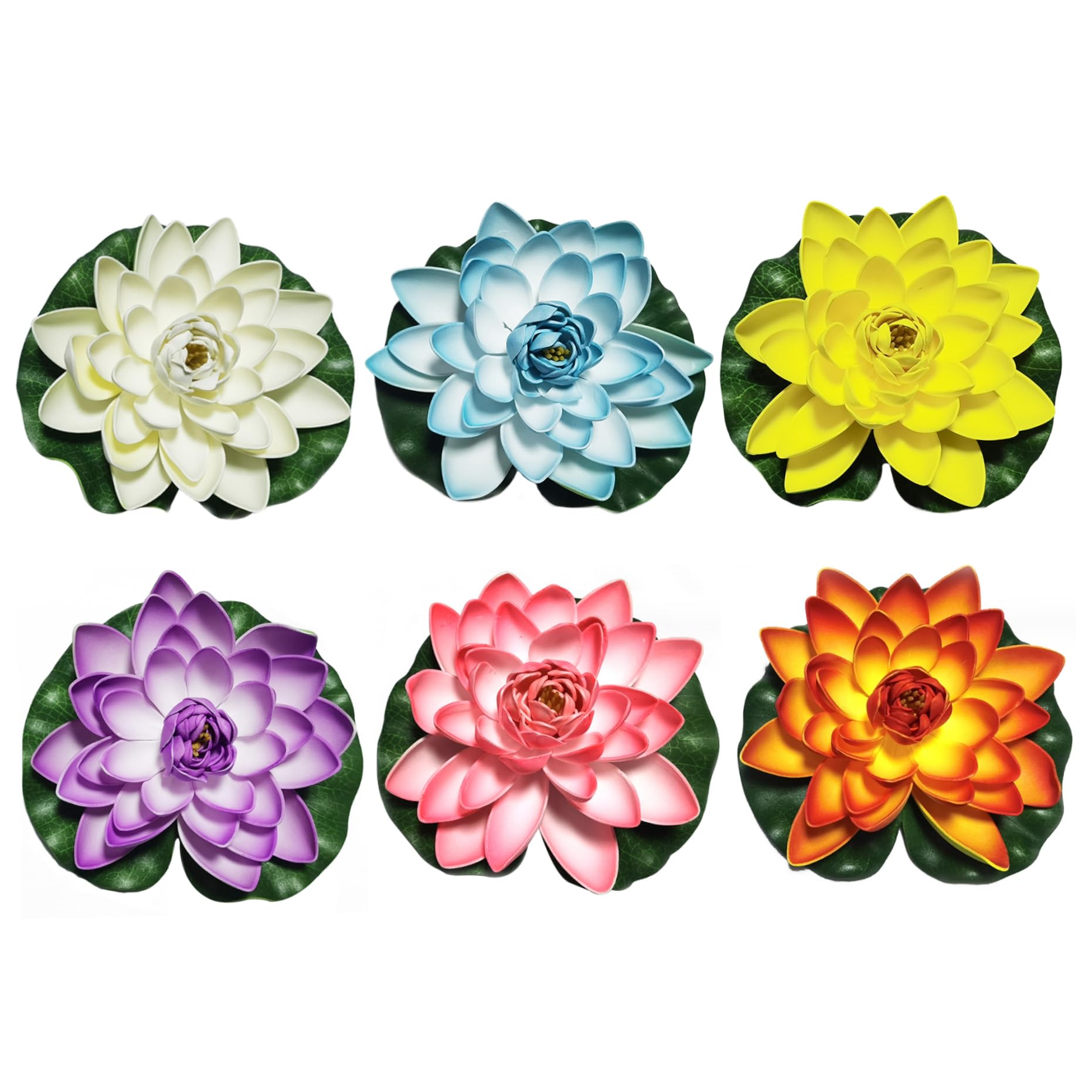 ISOYTERO Lotus Flower Decor 6Pcs Artificial Lotus Floating Flowers 6.7'' Realistic Water Lily Fake Pond Plants for Garden Pond Aquarium Wedding DecorFlower