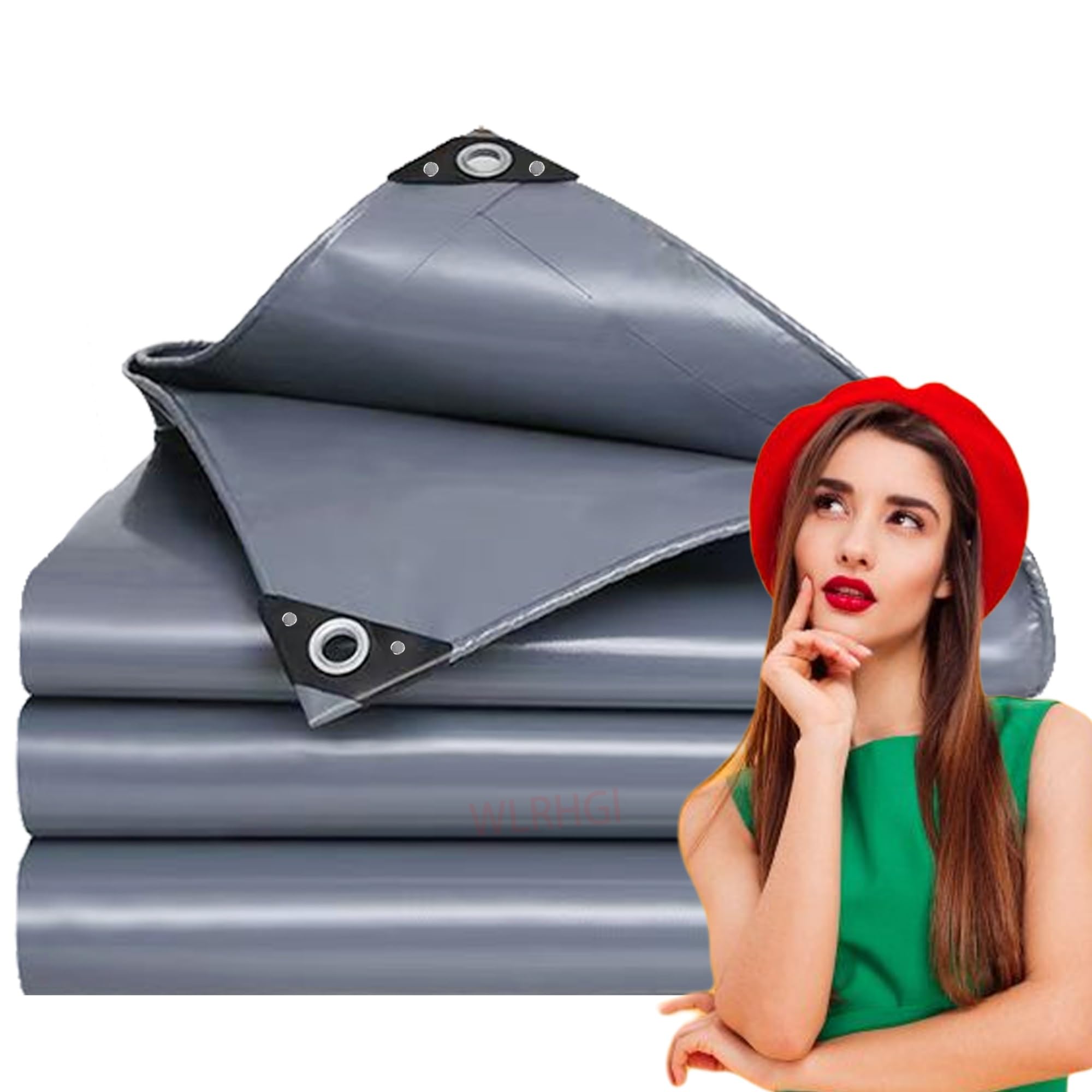 Lona para Techos Máximo Rendimiento, 0.5 x 19 m Lona Impermeable para Techadores y Carpinteros, para protección de vehículos y Muebles de jardín, colocación de Piscinas WLR010, Gris