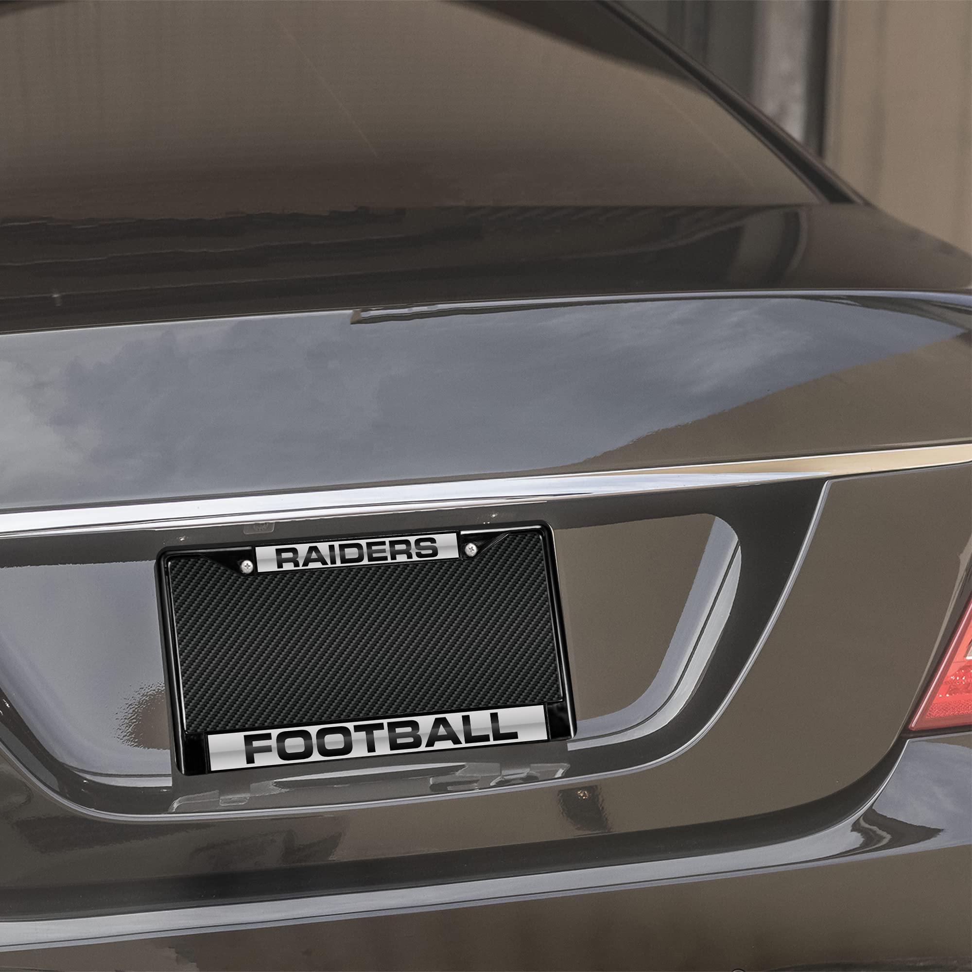 Rico Industries NFL Laser Cut Inlaid Standard Chrome License Plate Frame, Las Vegas Raiders