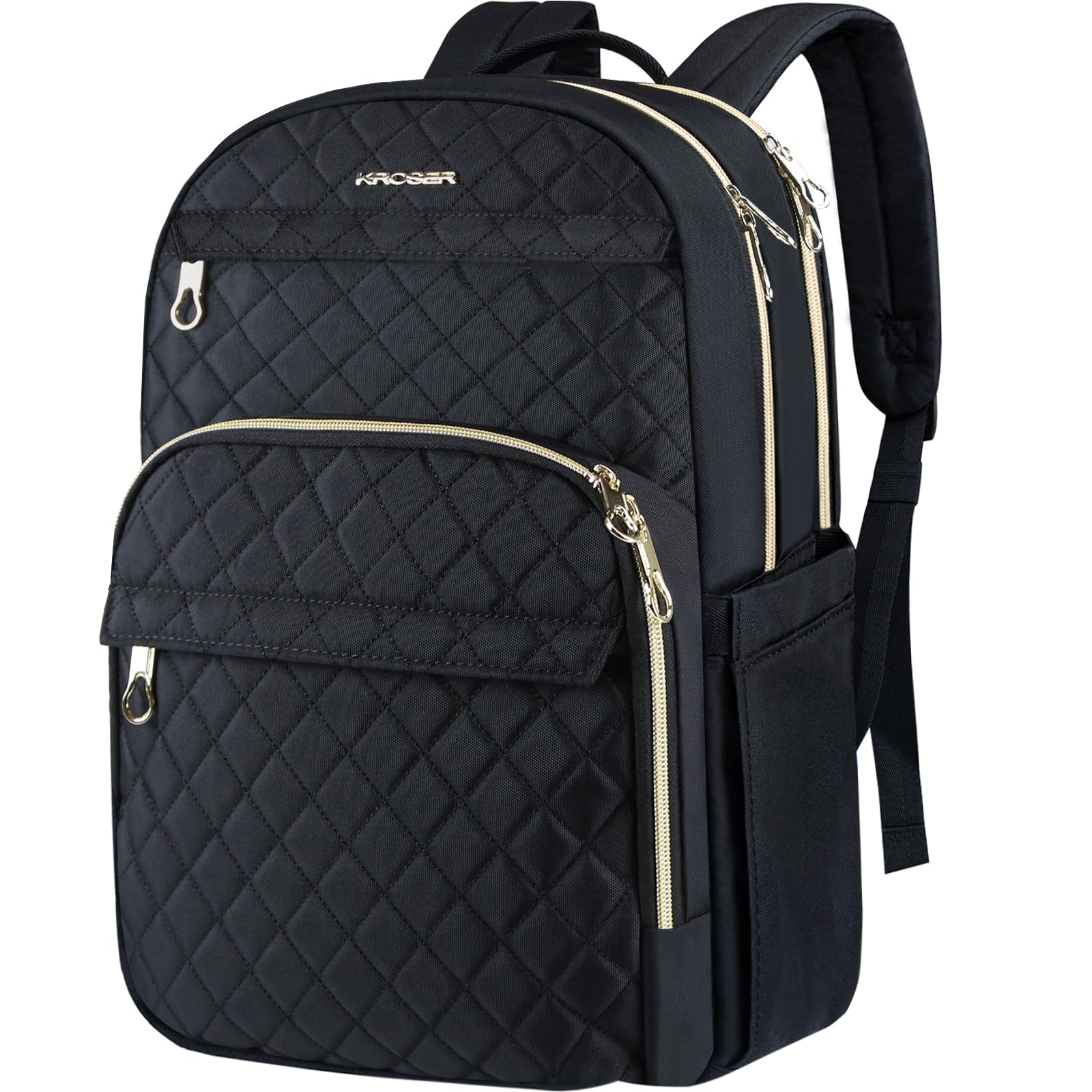KROSER Laptop Backpack in quilted black