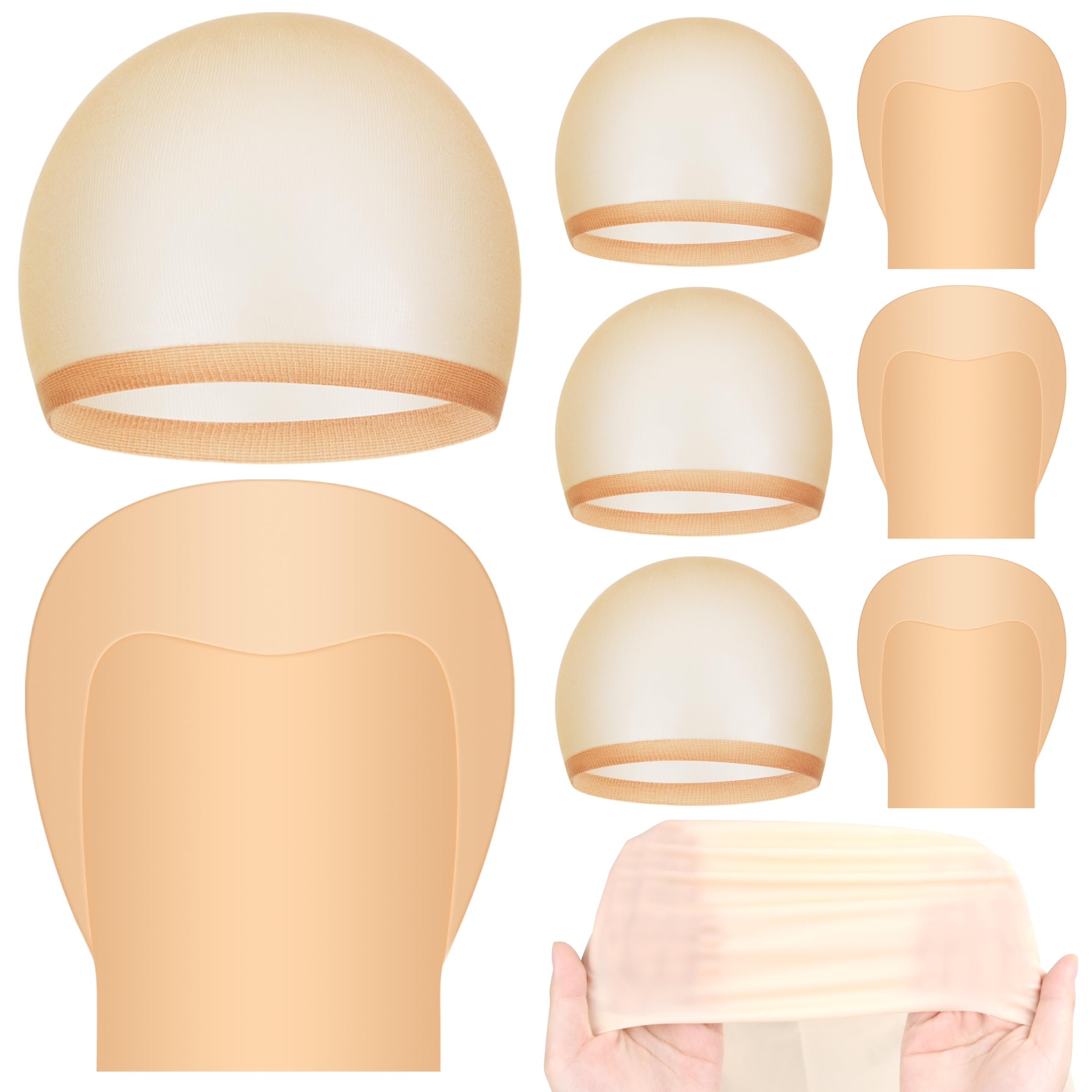 Seifar 3 Pieces Halloween Makeup Latex Bald Caps with 3 Pcs Bald Head Wig Caps for Adult Men Women Costume Accessory for Theme Halloween Party Cosplay