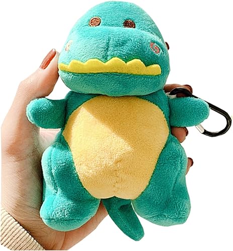 SGVAHY Funda peluda para AirPods 1 y 2, divertido diseño de dibujos animados en 3D, diseño de dinosaurio, verde, suave, cálida, esponjosa, con Verde