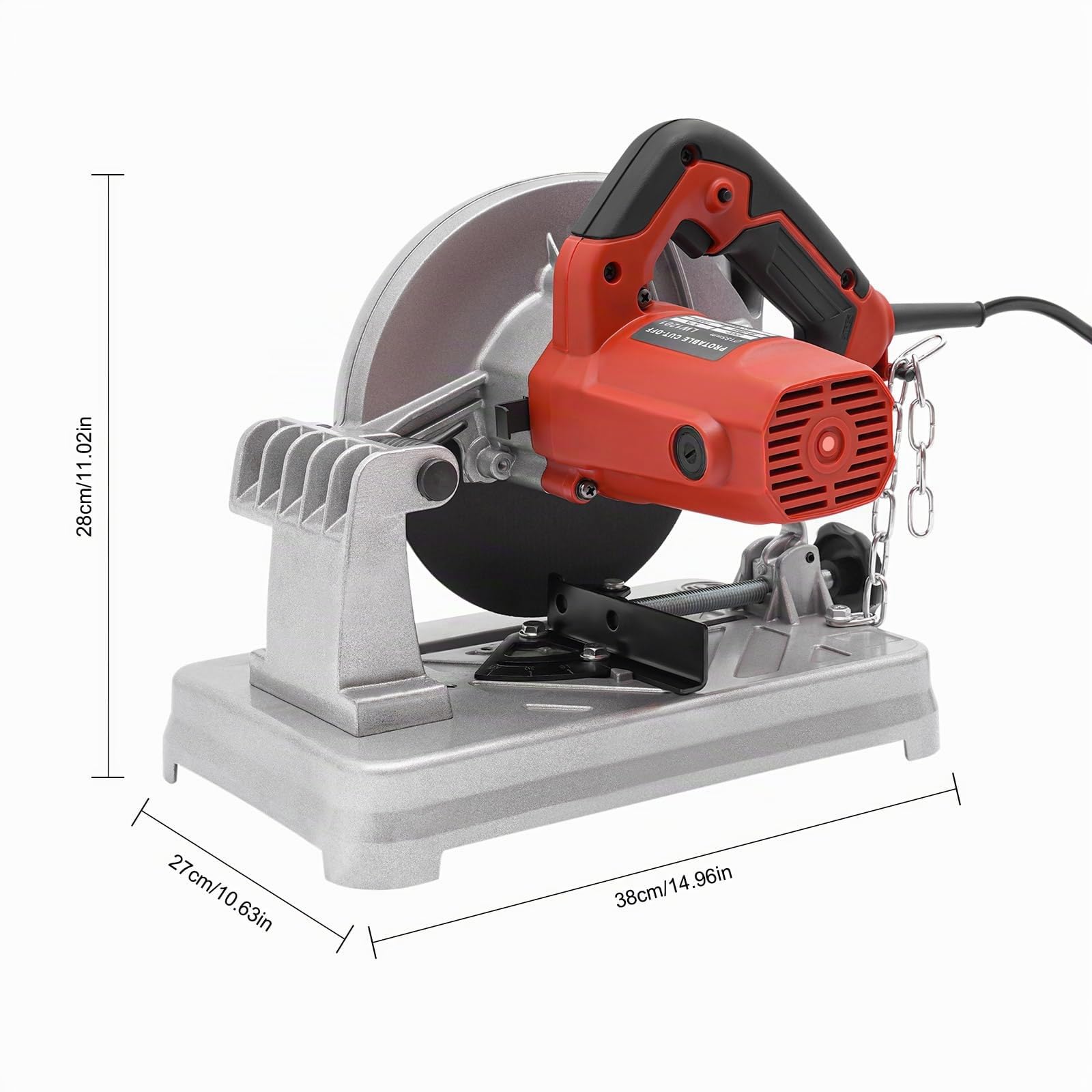 Sega da taglio in metallo, 1200 W, 5200 giri/min, lama da 185 mm, angolo di taglio 0-45°, affettatrice multiuso per legno, acciaio, alluminio, pareti, pavimenti (rosso)