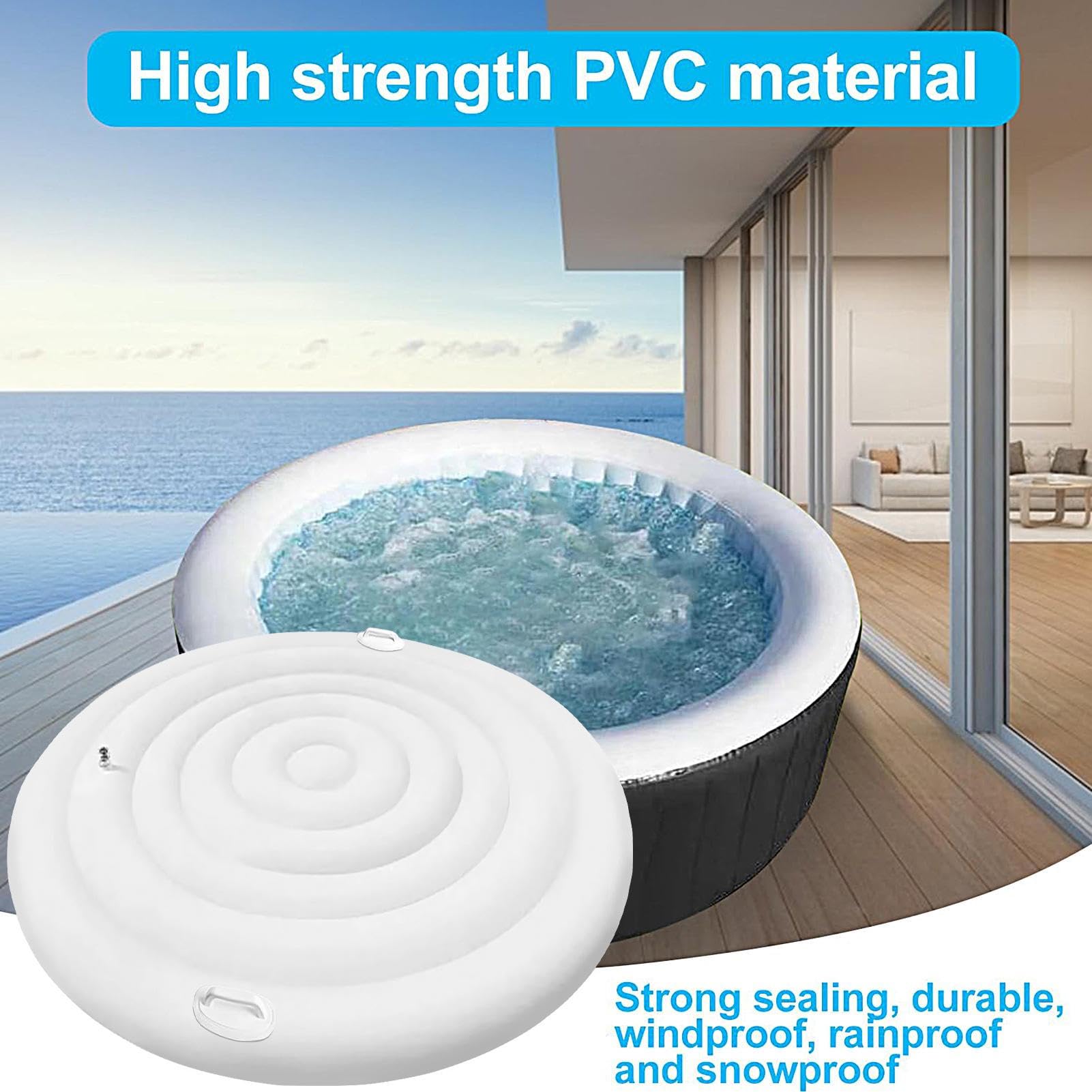 Housse Ronde PVC Housse Jacuzzi Gonflable 145cm - Protection Économe Énergie, Coupe-vent Et Anti-pluie Housse Isotherme 145cm