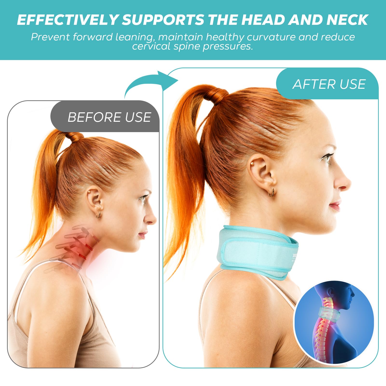 Paquete de hielo para el cuello, paquete de hielo cervical, 2 paquetes de hielo de compresión fría para lesiones de cuello, gel de terapia de frío y calor, envoltura de cabeza de hielo para