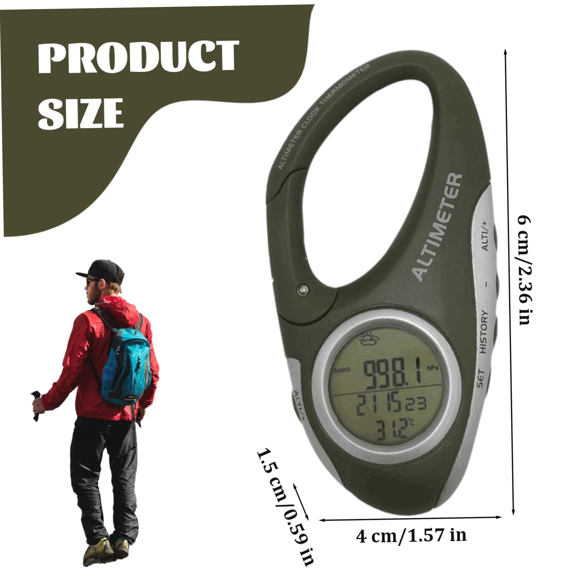 Barometro per Escursioni, Portafoglio barometrico Portatile con Orologio e Foro sospeso in Scala ridotta barometro Elettrico Multifunzionale per attività all'aperto, Sport