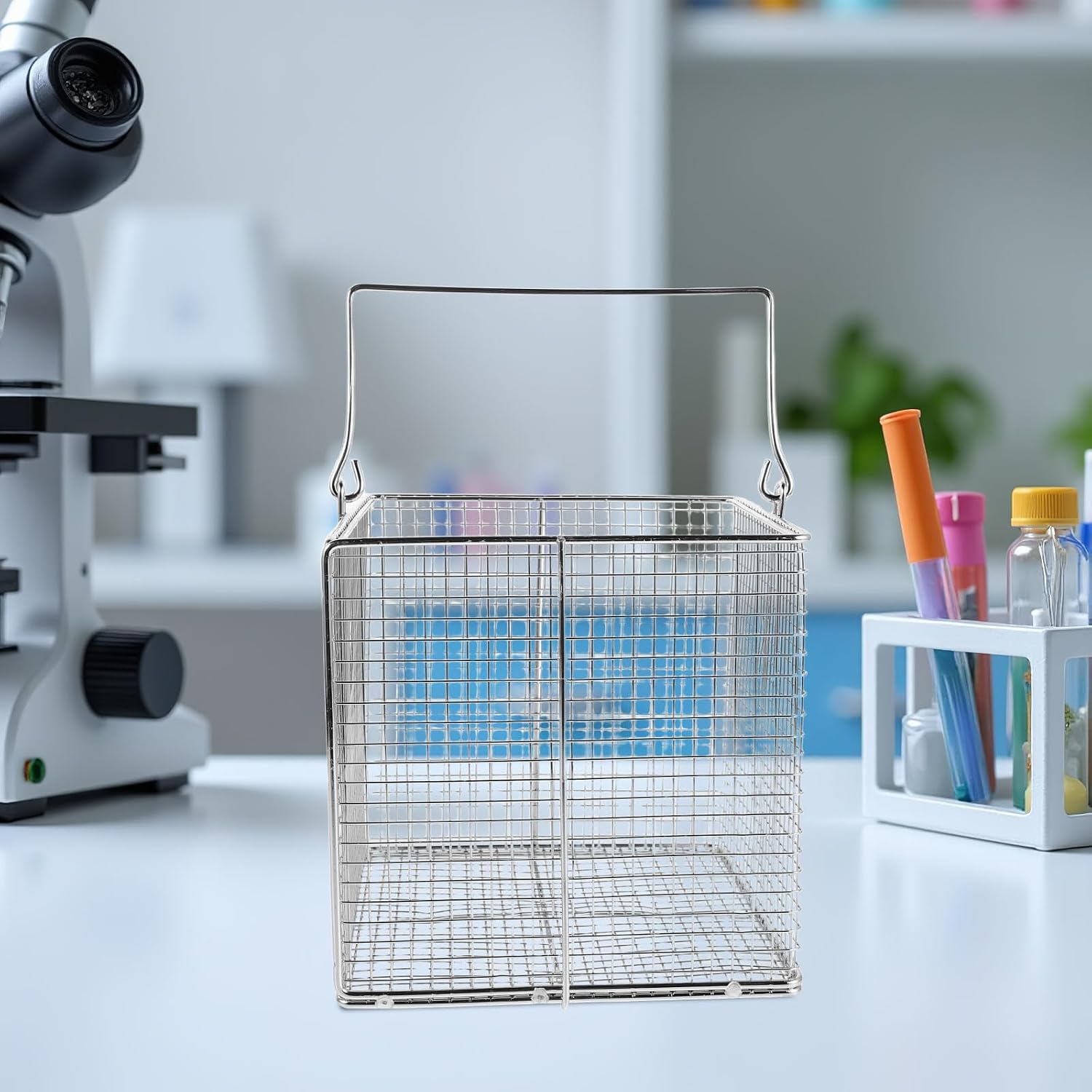 Ultrasonic Parts Washer Basket: Dip-and-Drain Sonic Cleaning Parts Holder - 9"X5.9" Stainless Steel Mesh Basket for Ultrasonic Cleaning Machines
