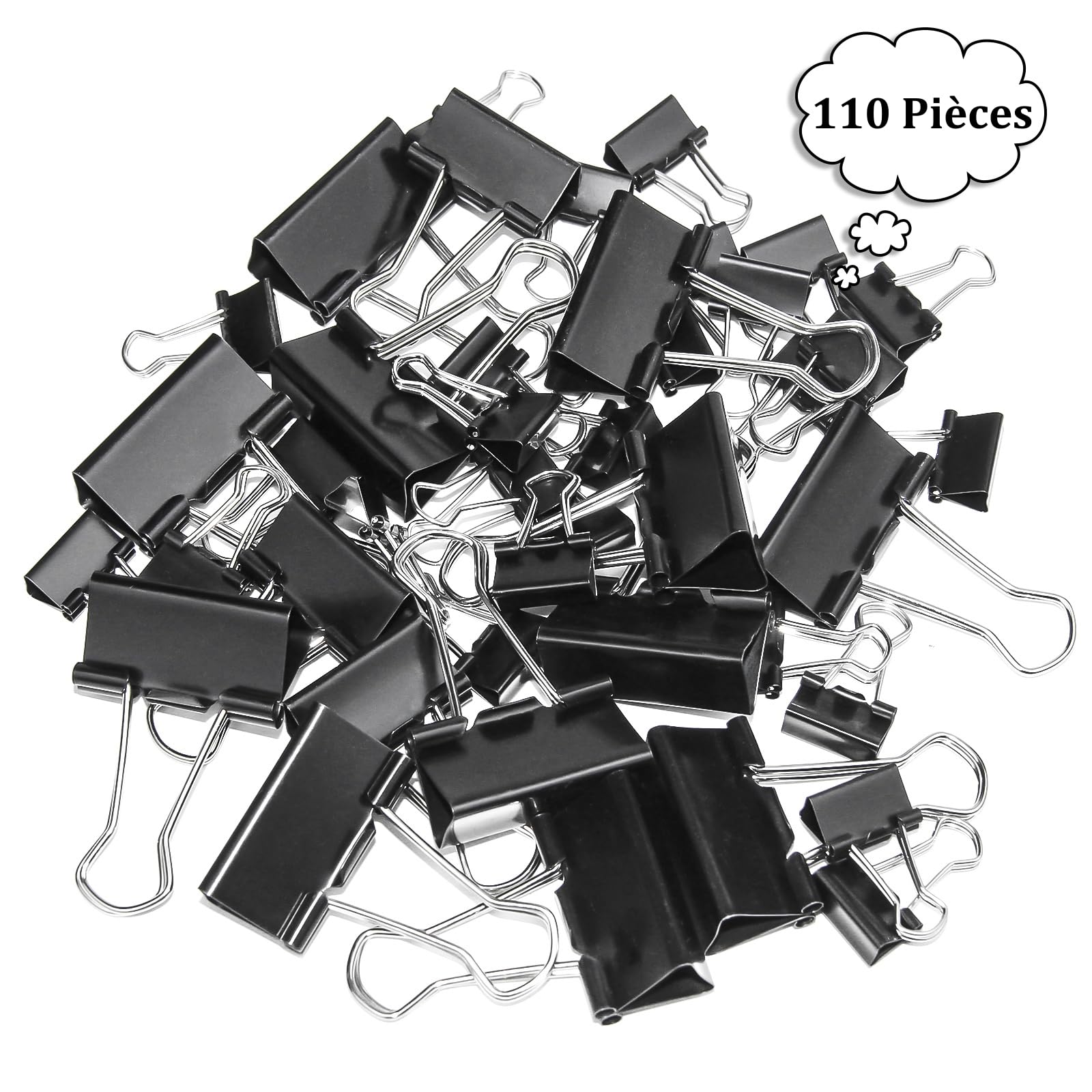 Lot De 24 Pinces à Double Clip Noires – Tailles 51 Mm Et 15 Mm, Métal, Pour Bureau, école, Maison - 9
