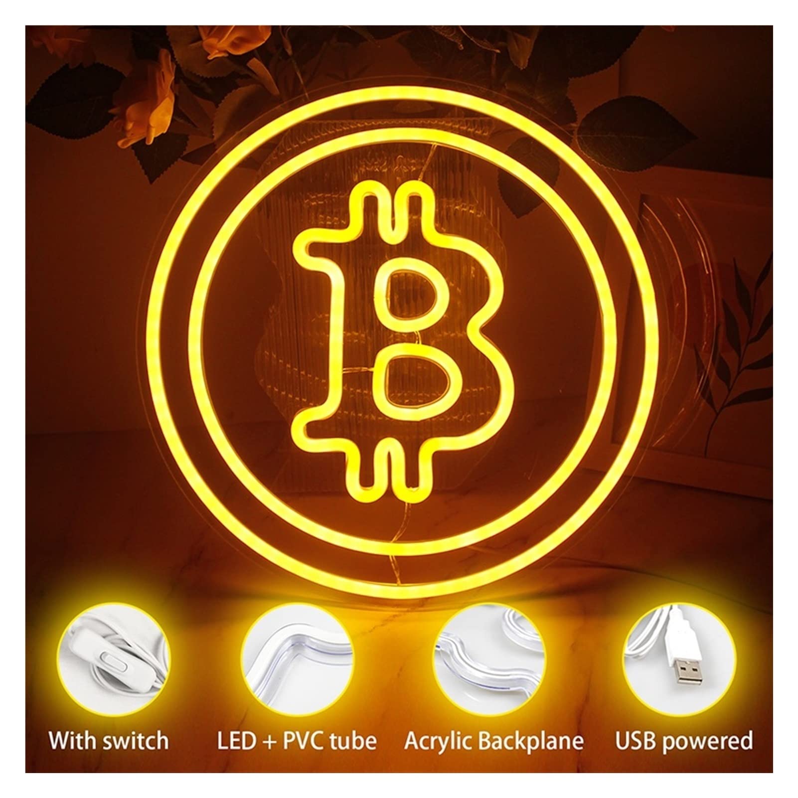 Amazon.co.jp: ビットコイン型ネオンサイン 壁装飾用 屋内用 LED ネオンライトサイン 装飾的 ビットコイン ネオンサイン 黄色 LED  ライト 寝室 ホーム U (12.6X12.6インチ) : 文房具・オフィス用品