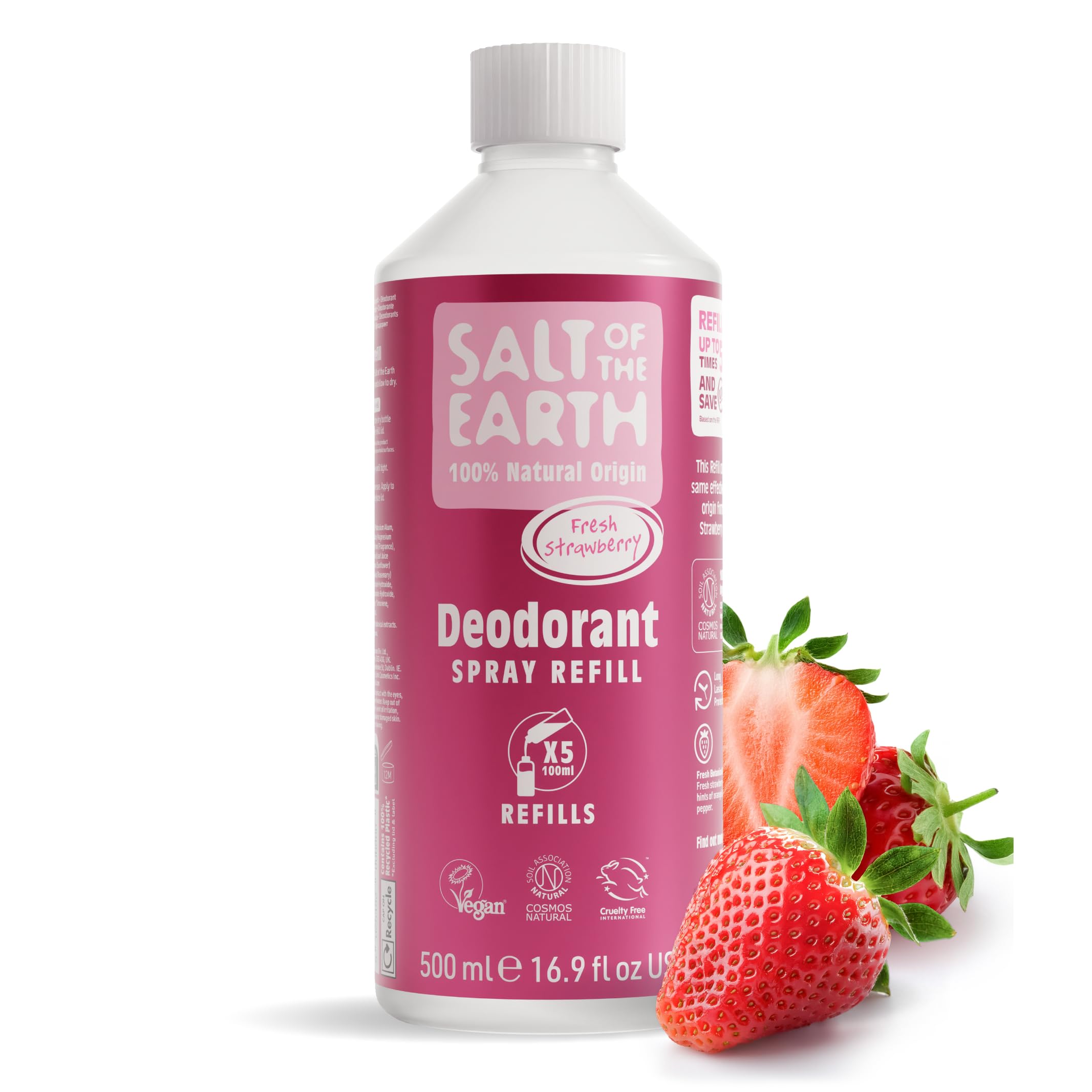 Salt Of The Earth Natural Deodorant Spray Refill Fresh Strawberry 500Ml