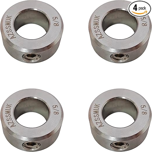 AZSSMUK 5/8" Shaft Collar Stainless Steel Lock Axle Collar Clamp Set Screw,4-Packed
