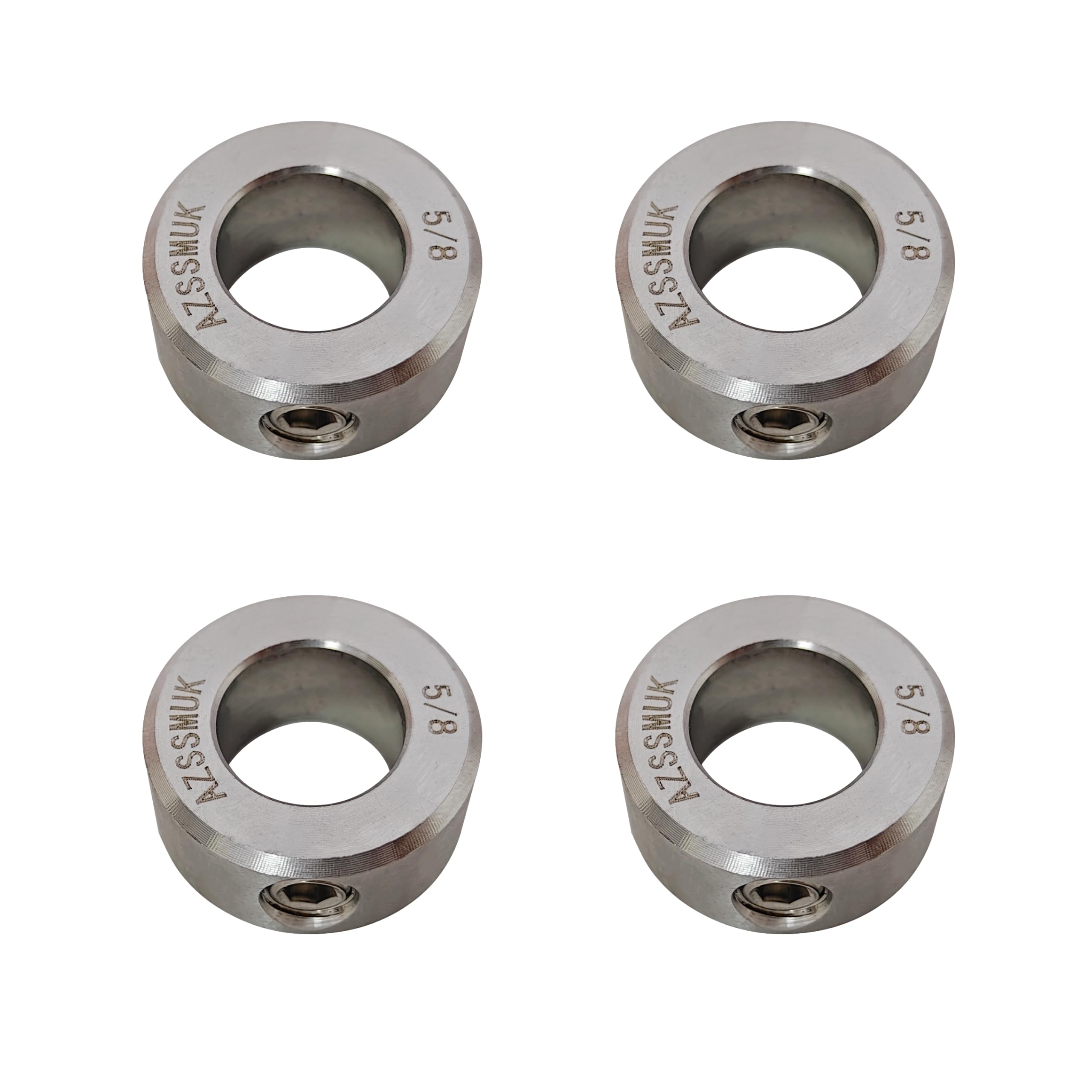 AZSSMUK 5/8" Shaft Collar Stainless Steel Lock Axle Collar Clamp Set Screw,4-Packed