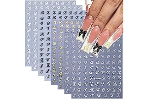 8 Sheets English Letter Nail Stickers for Nail Art