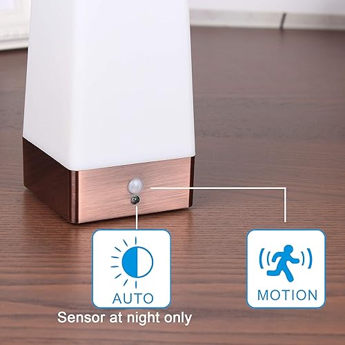 Miniatura 3 de Paquete de 2 luces nocturnas LED cuadradas retro, lámpara de noche con sensor de movimiento PIR inalámbrico, luz nocturna con batería para sala,