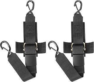 Boat Trailer Tie Down Straps - 2 inch x 24 inch Adjustable Marine Transom Accessories Tie Down Strap to Trailer for Trailering Safety with Boat, Pontoon, Jet Ski, Kayak - 2 Pack 2 in x 2 ft
