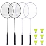 Badminton Rackets Set with 6 Shuttlecocks, Lightweight Badminton Set of 4 for Outdoor Backyard Games, Racquets with Durability for Beginners and Casual Players