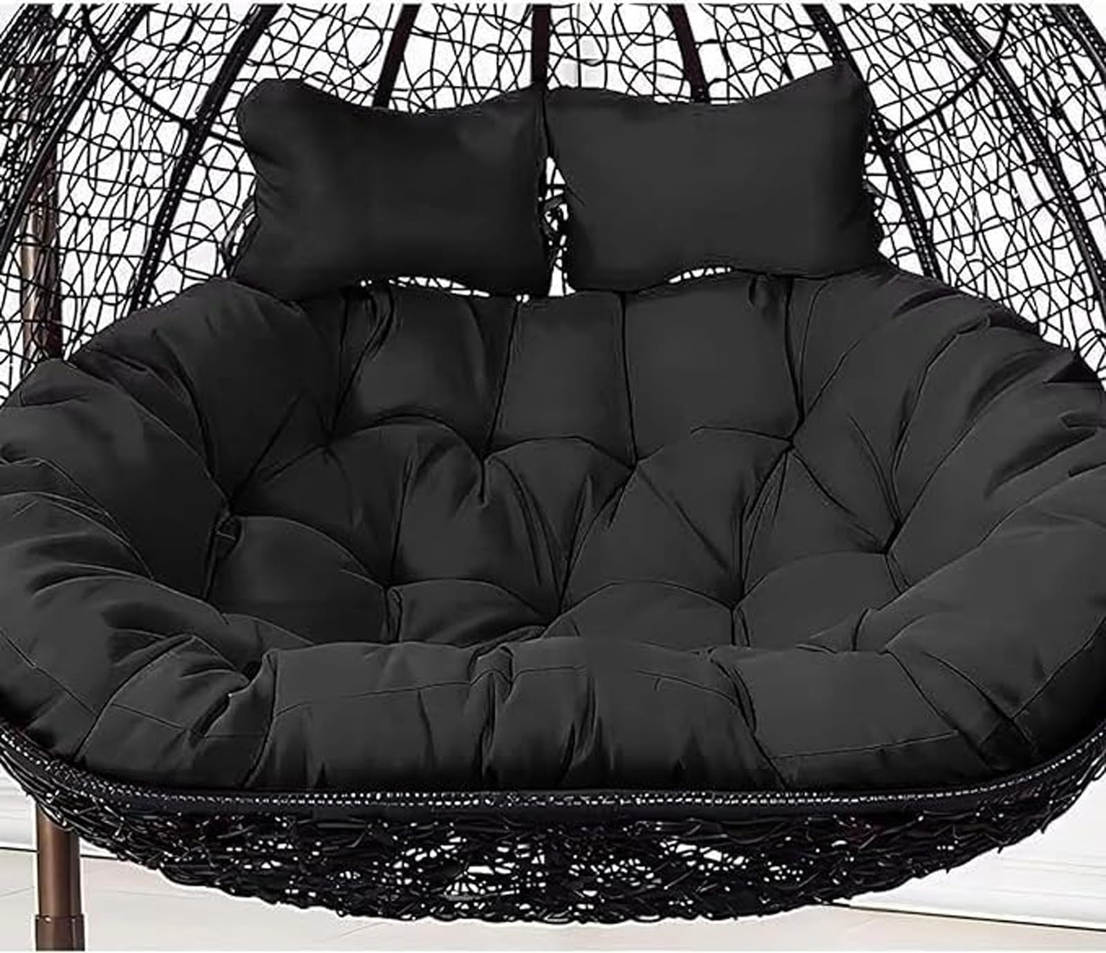 Double Hammock Swing Chair Cushion Replacement, 2 Seater Egg Chair Cushion with Doll Cotton Fill, Outdoor Patio Wicker Loveseat Hanging Swing Egg Chairs Pillow (Only Cushion)(F,150 * 110cm/59 * 43in)