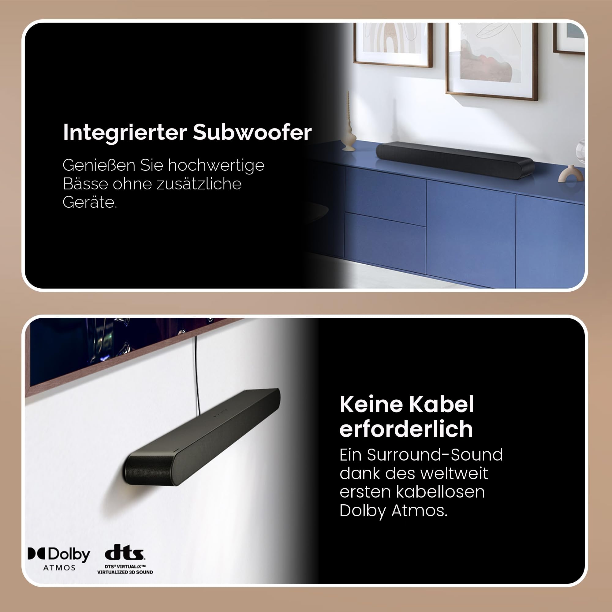Samsung Soundbar HW-S60D/ZF S Serie, 7 Lautsprecher, Wireless Dolby Atmos, 5.0-Kanal-Audio, Q-Simphony, Alexa integriert und kompatibel mit Google Assistant, Black 2024 [Länderversion Französisch]