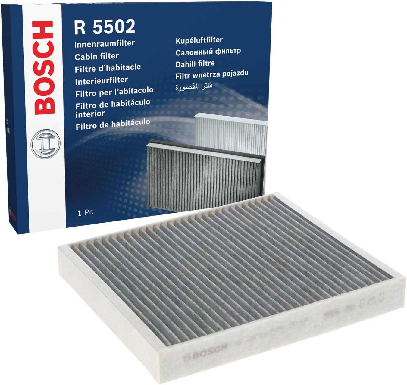 R5502 Activated Carbon Cabin Filter, Replacement Filter - Against Unpleasant Smells, Pollen and Dust for Cleaner Air Inside the Vehicle