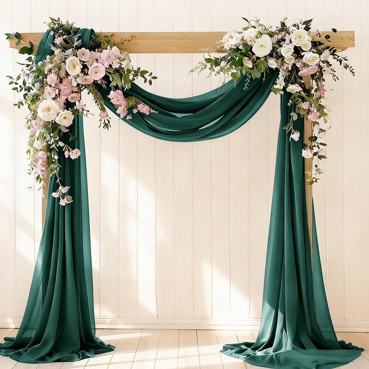 Emerald Green Wedding Arch Draping Fabric Fall 3 Panels 29" × 240"