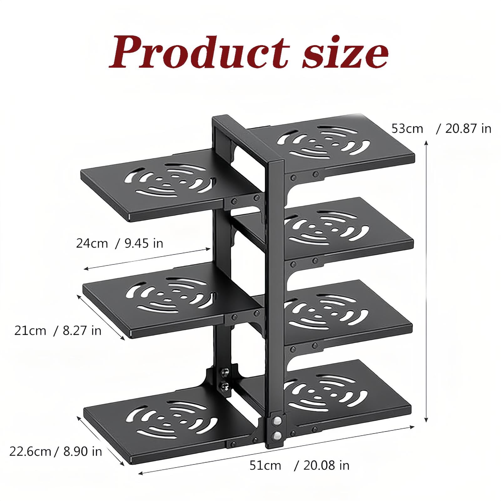 Organizador de sartenes ajustable de 7 niveles, soporte para ollas y sartenes, estante de almacenamiento de cacerolas de altura ajustable para encimera de cocina y armario