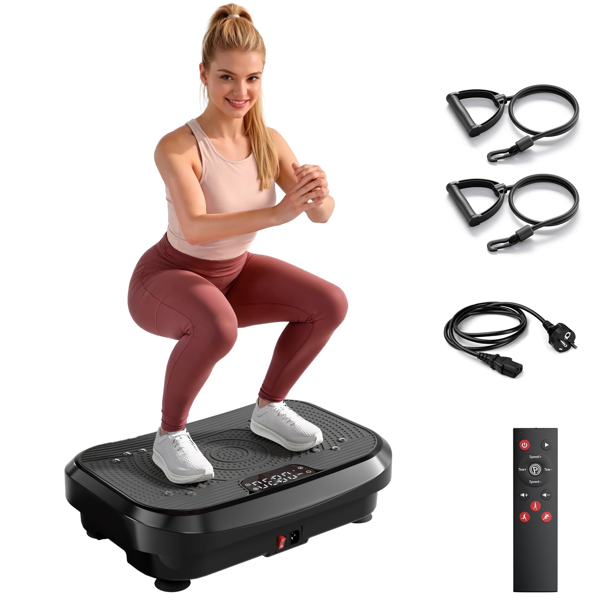 MOMODA Plateforme de Vibration Machine d'Exercice, 120 Vitesses Réglables, Vibrateur Corps Entier Perte de Poids