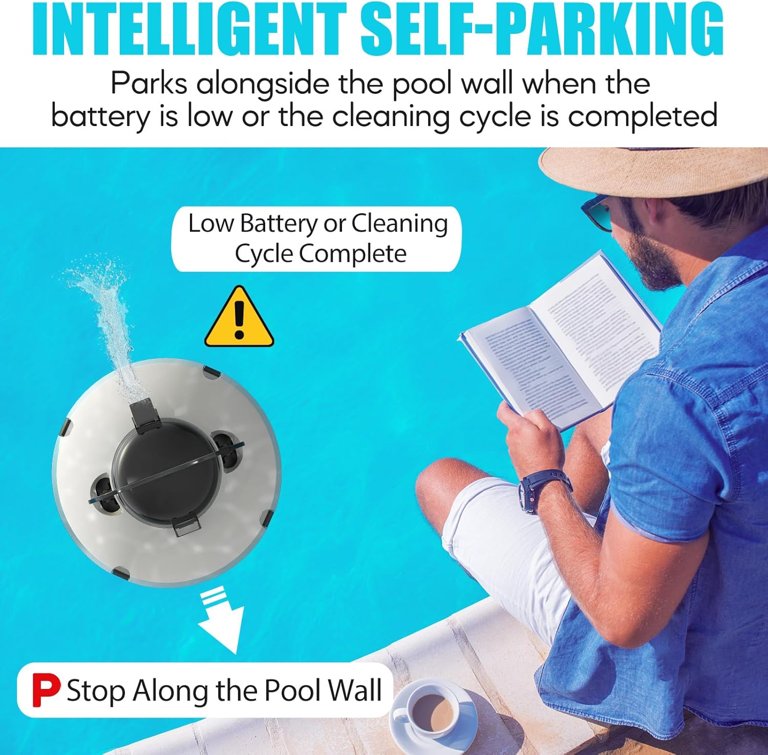 (2025 Upgrade) Cordless Robotic Pool Cleaner, Pool Vacuum for Above Ground Pool with 120 Mins Runtime, Auto-Parking Robot Pool Cleaner for Inground Flat Pools Up to 1000 sq.ft