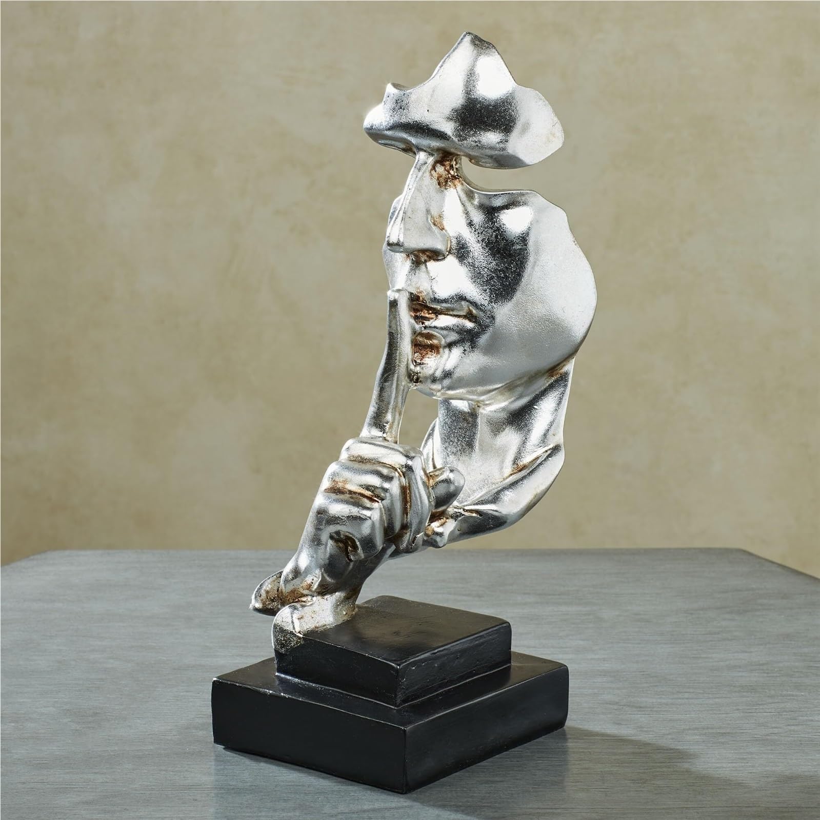 Cadeaux de crémaillère Secrets Sculpture de Table Abstraite Finition métallique Antique avec Visage et Buste Décoration Unique