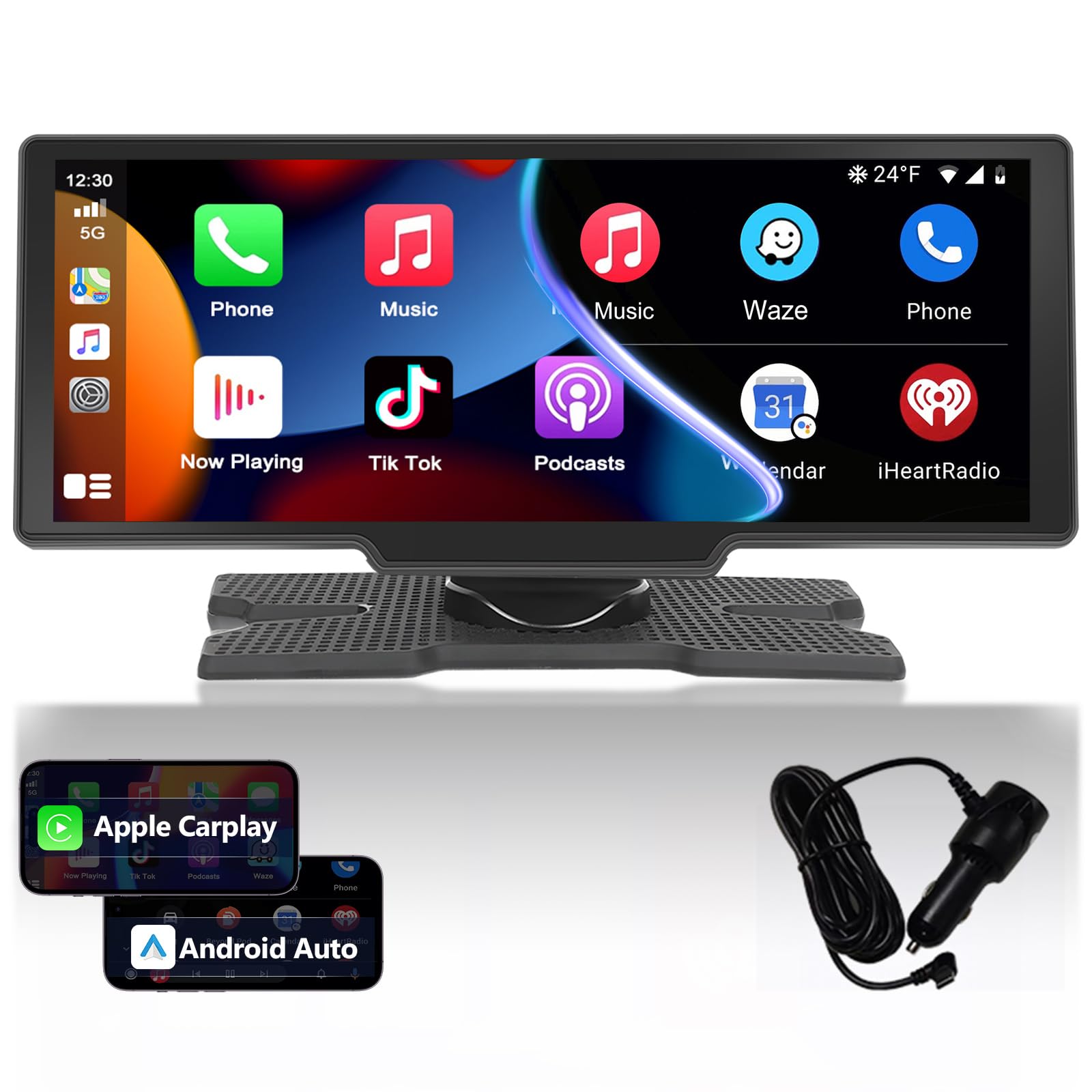 Autoradio Portatile Podofo 7 Pollici Con Wireless CarPlay E Android Auto - Bluetooth, FM, Airplay E Mirroring - Foto 8