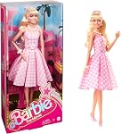 Barbie the Movie Doll, Margot Robbie as Barbie, Collectible Doll Wearing Pink and White Gingham Dress with Daisy Chain Necklace
