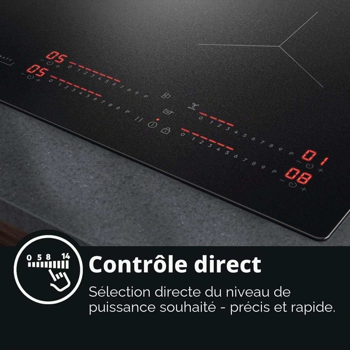 AEG Plaque de cuisson à induction, de 60 cm, fabriquée en Allemagne, à 4 zones de cuisson flexibles avec surface saphir résistante aux rayures, SenseBoil empêche la débordement, combinaison bridge à 2