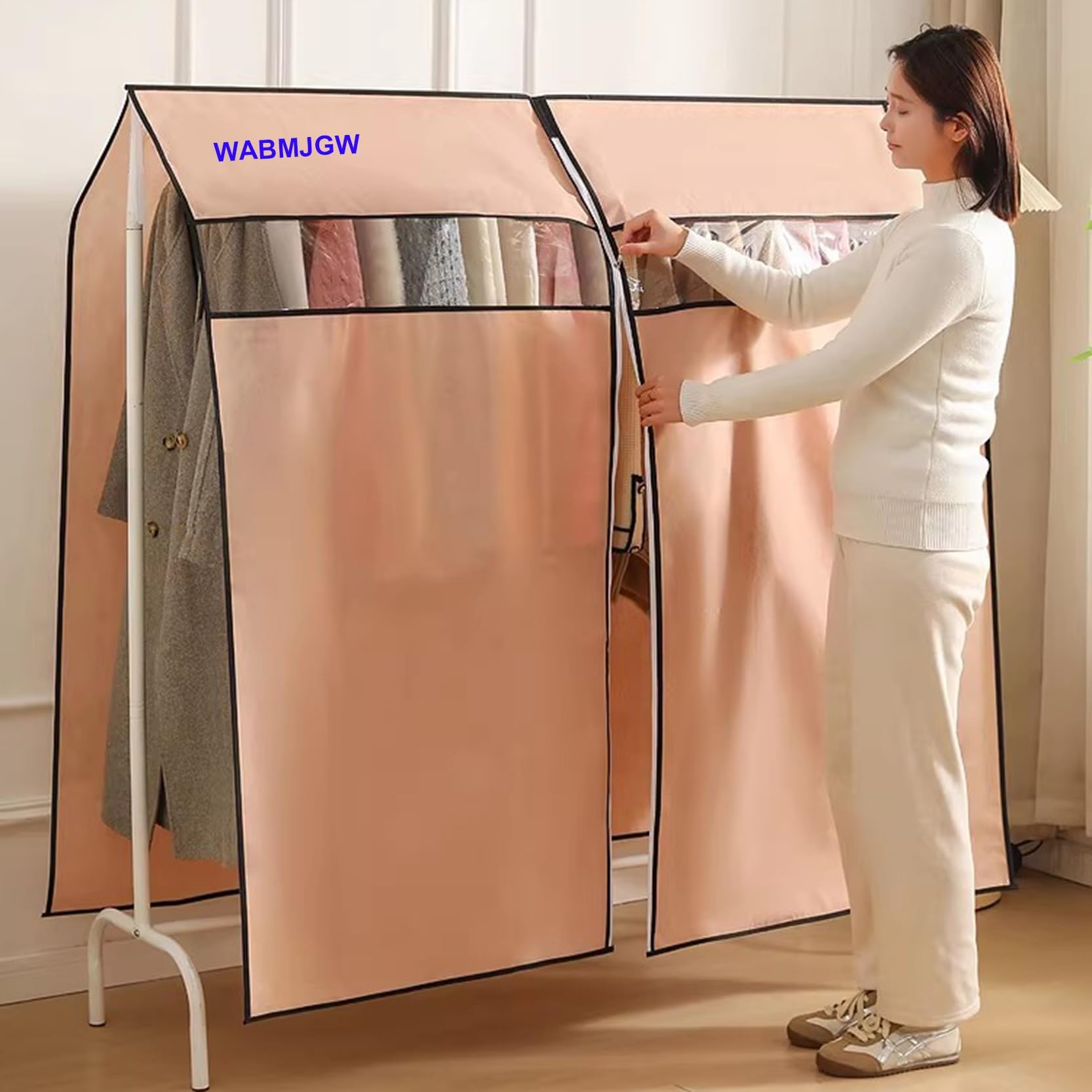 Kleiderhülle mit Reißverschluss und transparentem Fenster, staubdichter und atmungsaktiver Schutz für Anzüge, Mäntel, Kleider und Jacken, Länge 60-150 cm, Höhe 120 cm/150 cm