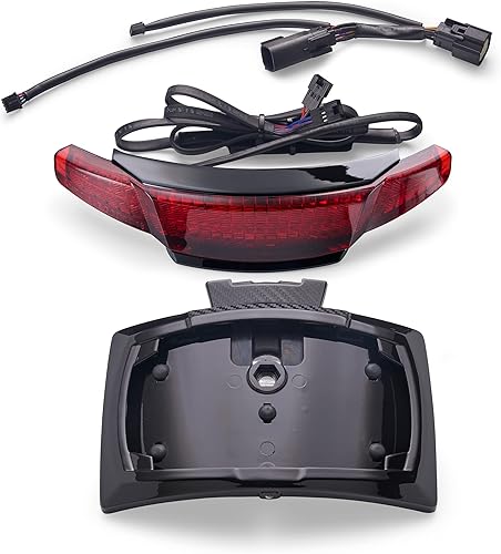 CIRO Latitude - Luz trasera y soporte para matrícula con LIGHTSTRIKE - negro con lente roja - intermitentes rojoámbar para motocicletas