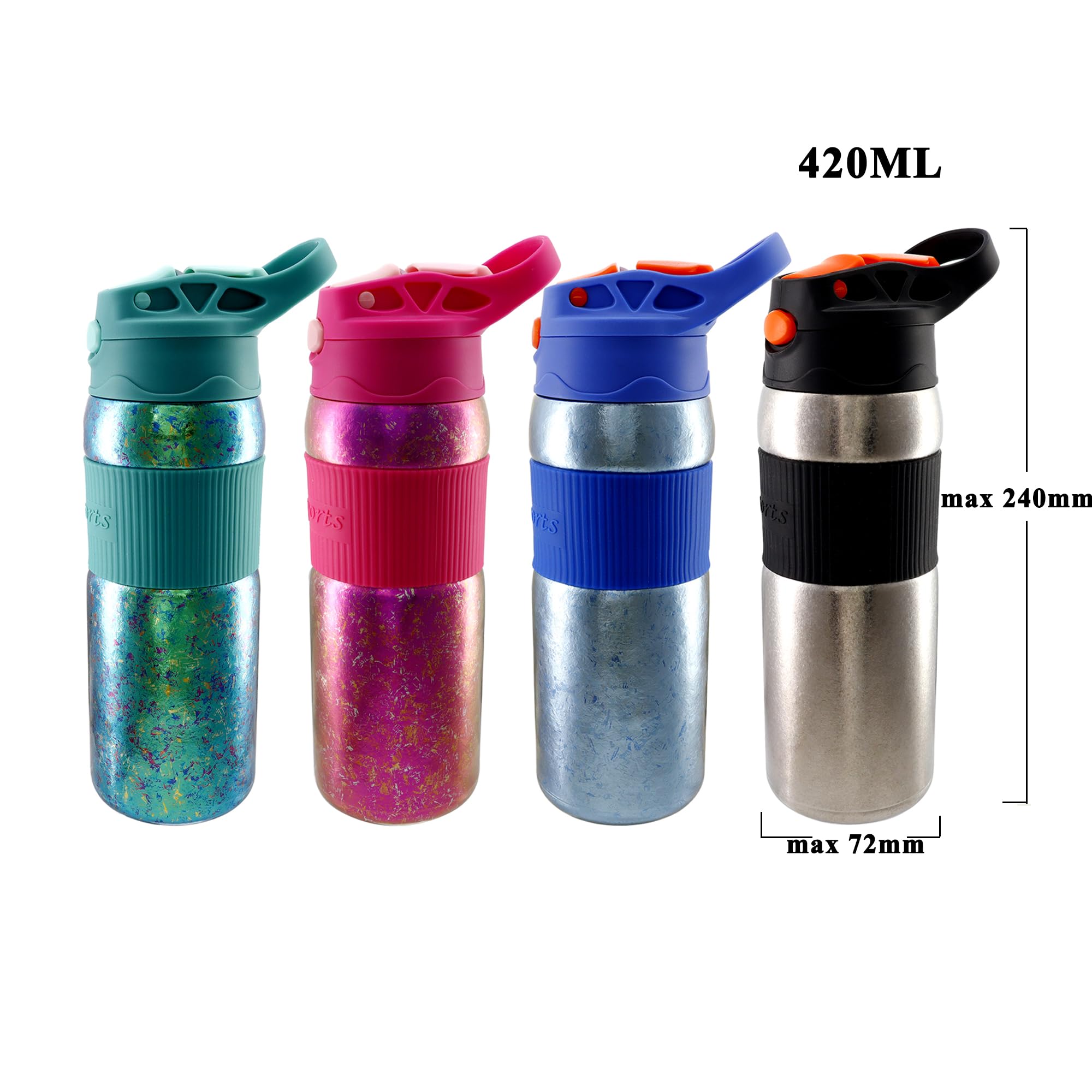 RISON-Titanium Borraccia termica in titanio, 420 ml, per esterni, campeggio, campeggio, a doppia parete, leggera, con cannuccia, per sport, ciclismo, escursionismo, picnic, arrampicata