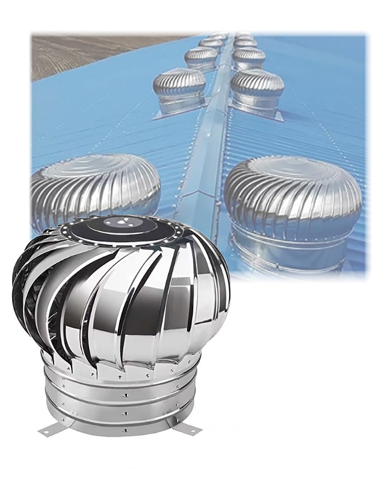 Edelstahl-Windturbinen-Dachventilatorkappe für nicht betriebene rotierende Abluftbelüftung