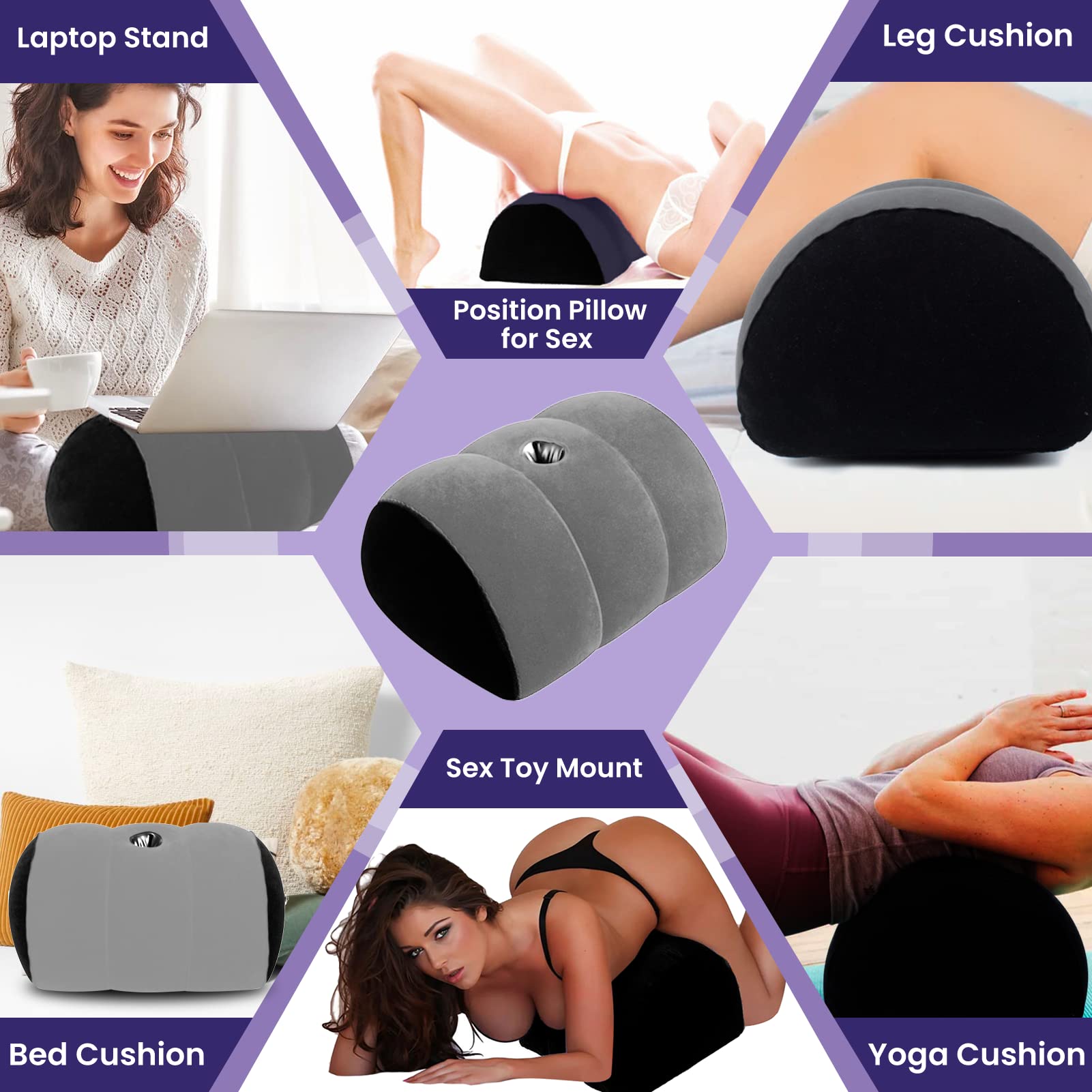 Dildo Mount Inflatable Sex Position Pillow for Adults Sex Furniture Sex Toys for Women Dildo Chair Sex Toy Mount Couples Women: Gray