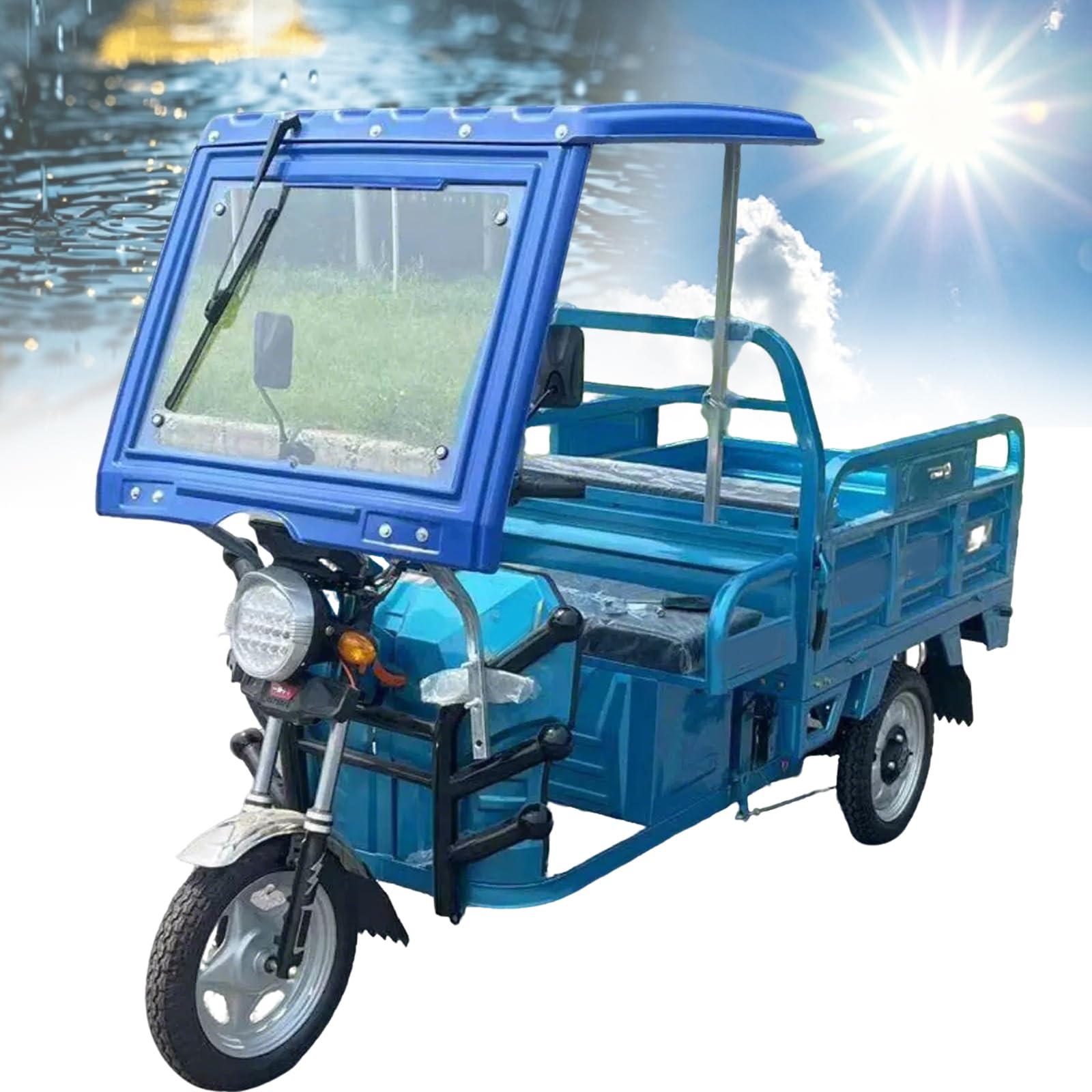 VILA SMO Heavy Duty Electric Tricycle Cover, Three-Wheeler Cab Awning, with Trike Windshield, All-Season, for Windproof and Rainproof, Accessories Fit for Various 3 Wheel Bike Types