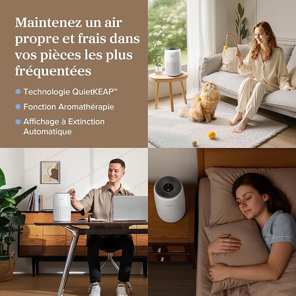 LEVOIT Purificateur d'Air Chambre, Filtration Efficace contre Allergies et Odeurs, Silencieux, avec Éponge d'Aromathérapie, 7W Économie d'Énergie, 3 Vitesses, Air Purifier HEPA pour Maison Bureau - 5