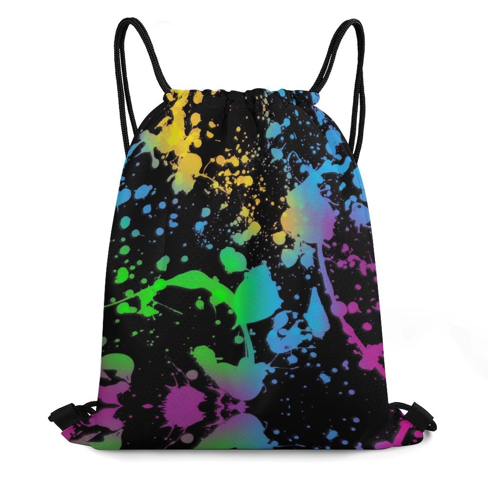 SMAZDFXX Rainbow of Neon Paint Splatters Drawstring Backpack Gym Bag Sports Backpack Beach Bag Yoga Travel Bag