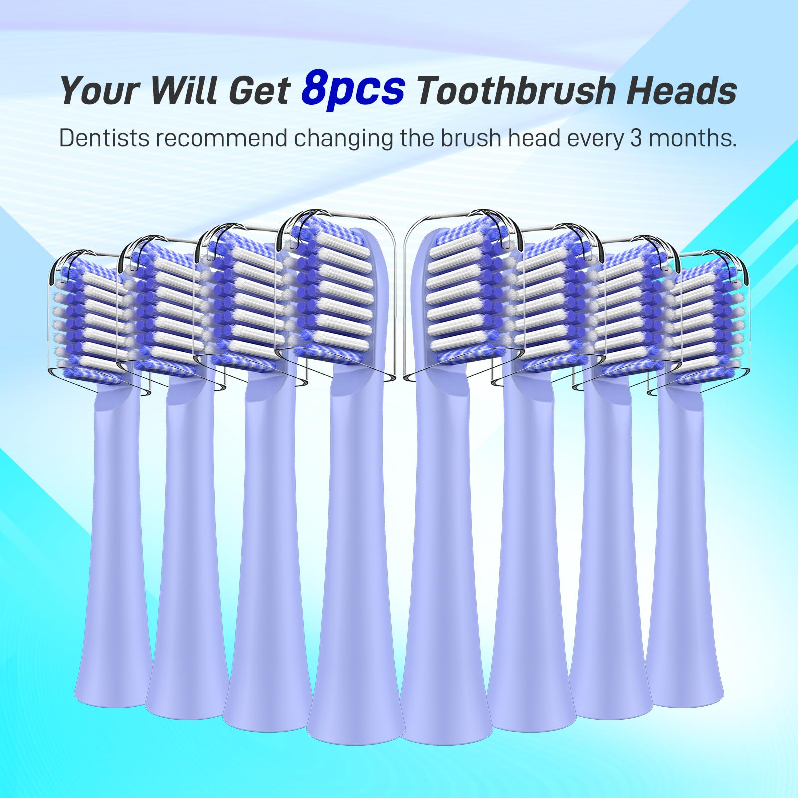 Cabezales de repuesto para cepillos de dientes compatibles con Colgate Hum - Cabezales de cepillo compatibles con cepillo de dientes eléctrico Hum Connected Smart Battery (8 unidades, azul)