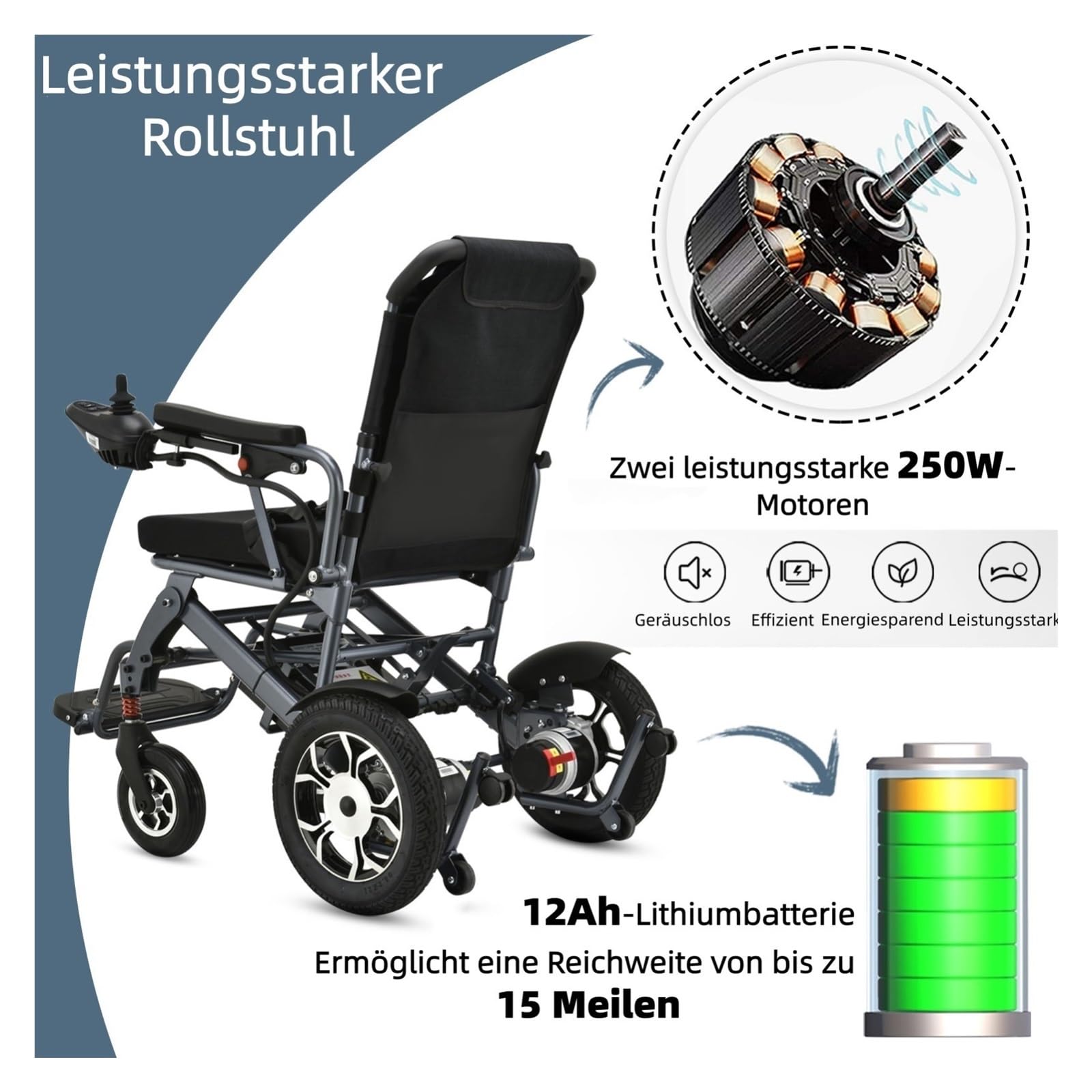 Carrozzina Elettrica Pieghevole For Adulti 100 Kg 500 W Mobilità Confortevole Fluida