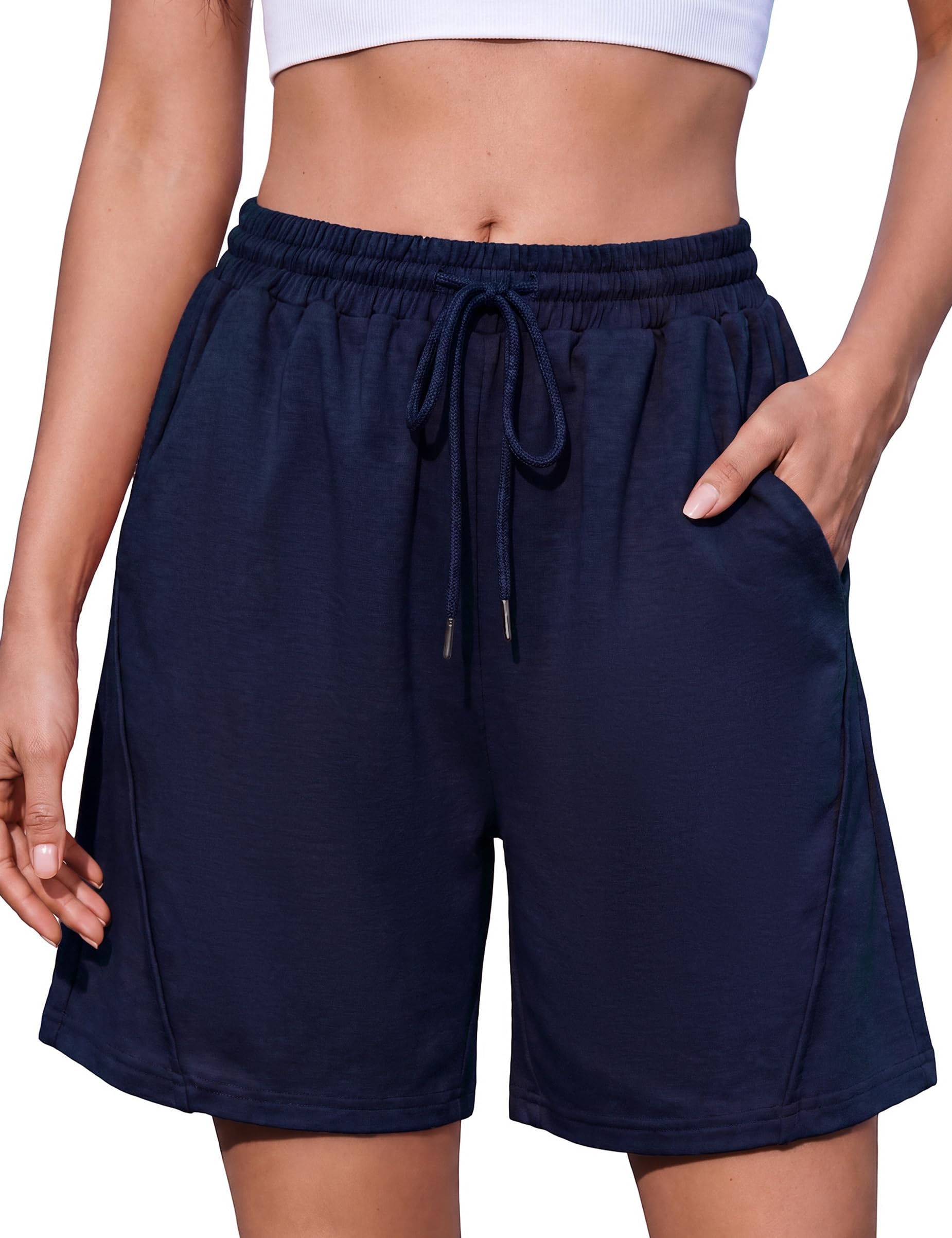 Litherday Letnie damskie spodenki bawełniane spodenki sportowe damskie krótkie spodnie do jogi damskie sportowe spodenki z kieszeniami do domu na co dzień